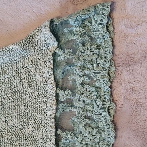 Knit Sweater / Tunic in Mint Green with Lace Trim - Picture 2 of 3